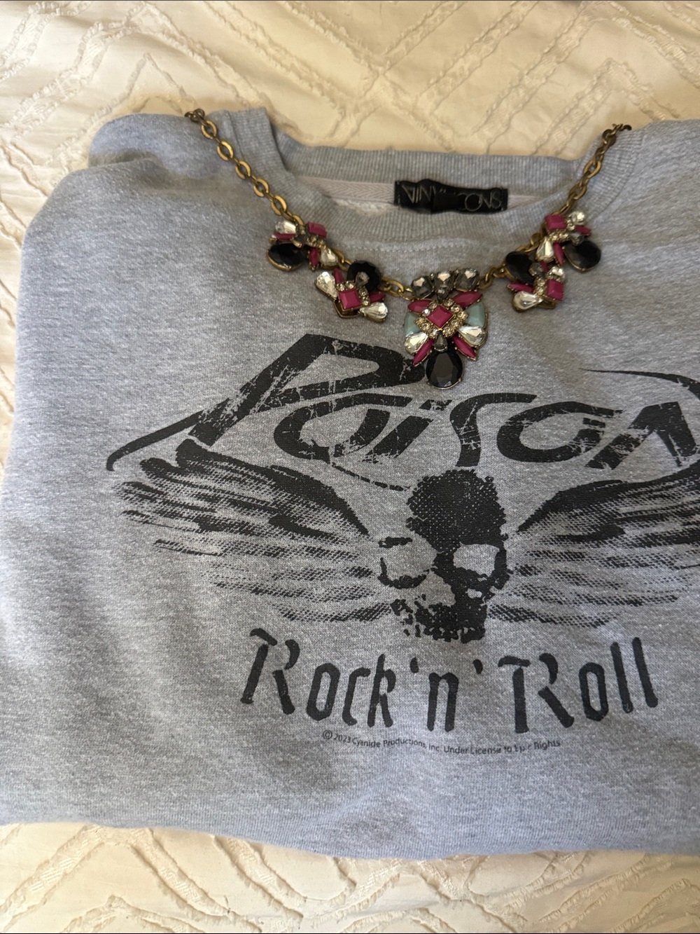 NINA + JON Gray 'Rock 'n' Roll' Graphic Sweatshirt